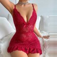 thumbnail image 6 of Levmjia Womens Nightgown Set Lace Mesh Nightwear Sheer Strap Romper For Valentines Day Date Night Comfortable Stretchy Adjustable Sleepwear, 6 of 7
