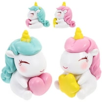 4pcs Miniature Resin Unicorn Figurines Unicorn Models for Cake Decor