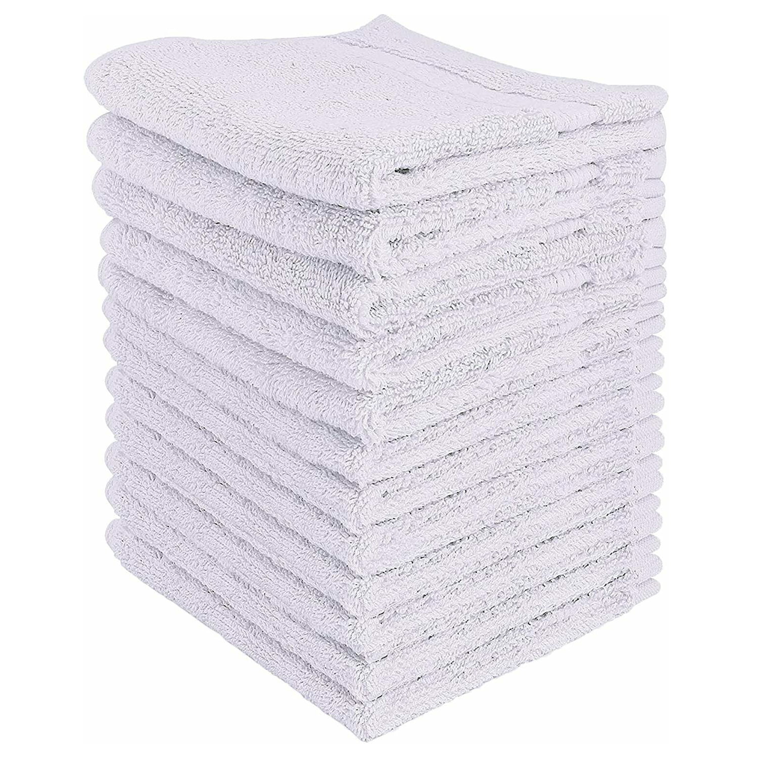 Preferred Comfort White Wash Cloths 2 PLY 12x12, 12 Pack, 100% Cotton, New