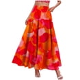 thumbnail image 3 of dazeni Summer Maxi Skirts for Women Fashion Boho Long Skirt Trendy Floral High Waist A Line Beach Skirt Vacation Outfit with Pockets, 3 of 8
