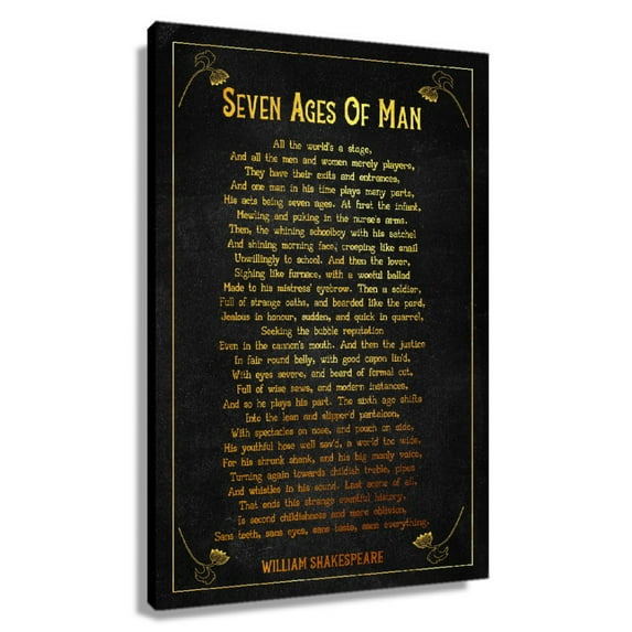 Seven Ages of Man Poem Wall Decor William Shakespeare Quote Wall Art Poetry Poster Pictures for Living Room Modern Artwork Giclee Print for room Unframed 12×18 in