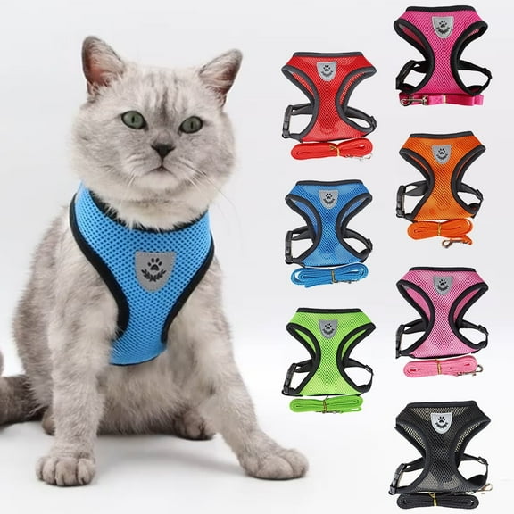 MingX Cat Walking Jacket Harness and Leads Escape Proof Pet Dog Adjustable Mesh Vest