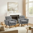 thumbnail image 4 of Gray Fabric Accent Arm Chair with Wood Legs, 4 of 5