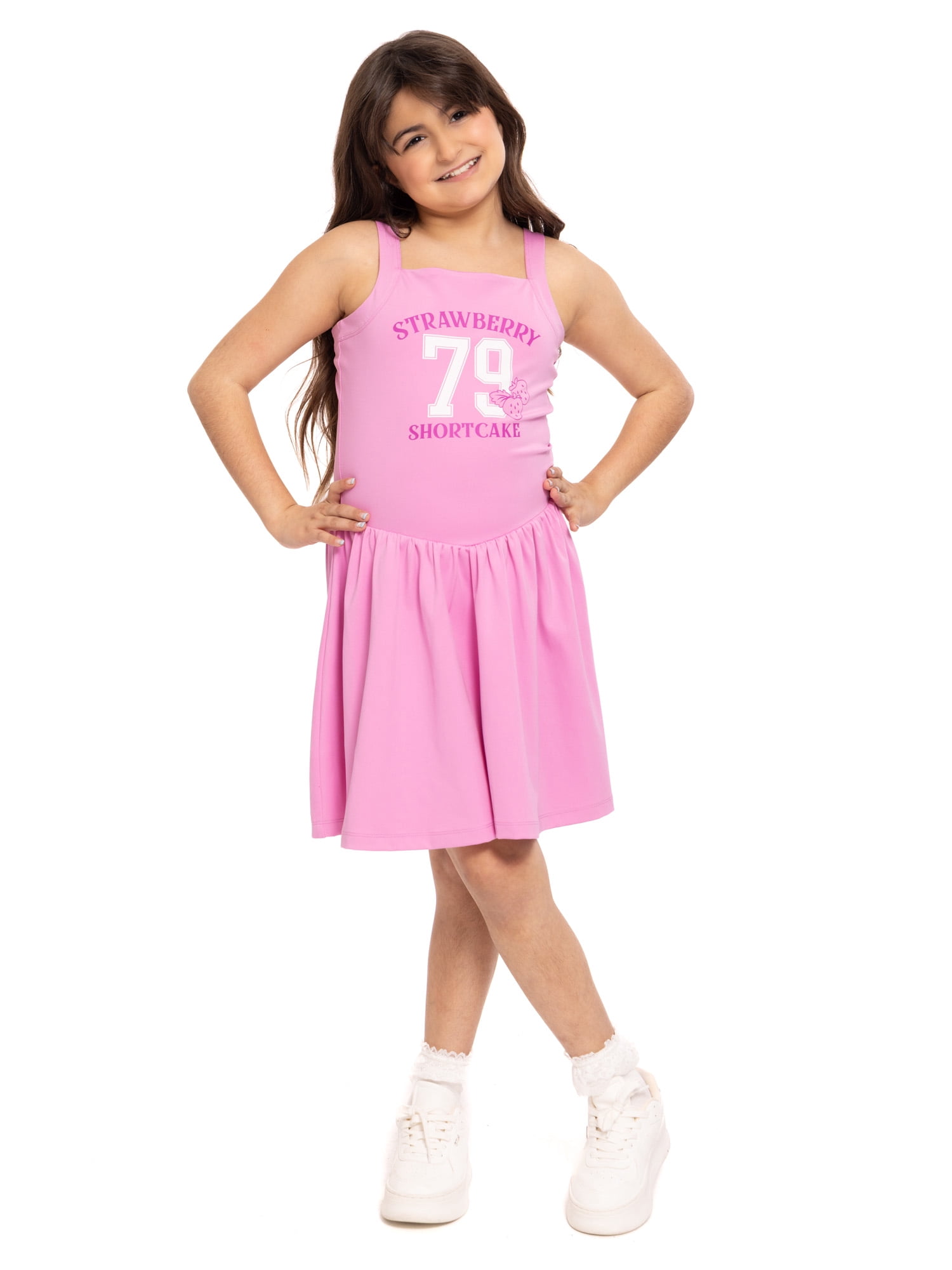 Strawberry Shortcake Girls Active Sleeveless Dress with Built-In Shorts, Sizes 4-12