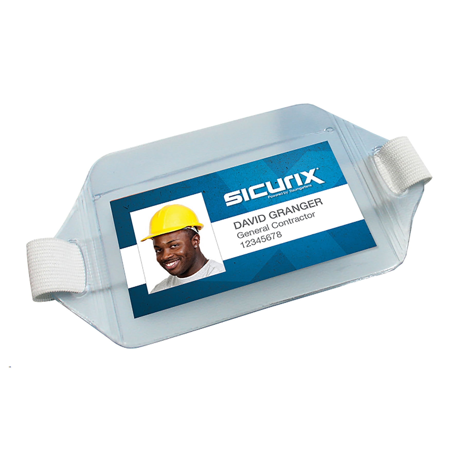 SICURIX Armband Badge Holders Elastic Strap, Vertical, Clear, Pack of 12