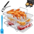thumbnail image 1 of Air Fryer Rack Compatible with Ninja Foodi Dual Air Fryer Dehydrator Stand 304 Stainless Steel Dehydrator Rack 3-Layer Dehydrator Holder Tray with 3 Stackable Sheets Air Fryer Square Pan, 1 of 10