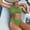 c01Green, variant on Women's Ribbed Bikini Sets Two Shoulder Push-Up Pad Top Mid Waist Cheeky Bathing Suit Bottom Beachwear Set Yellow L