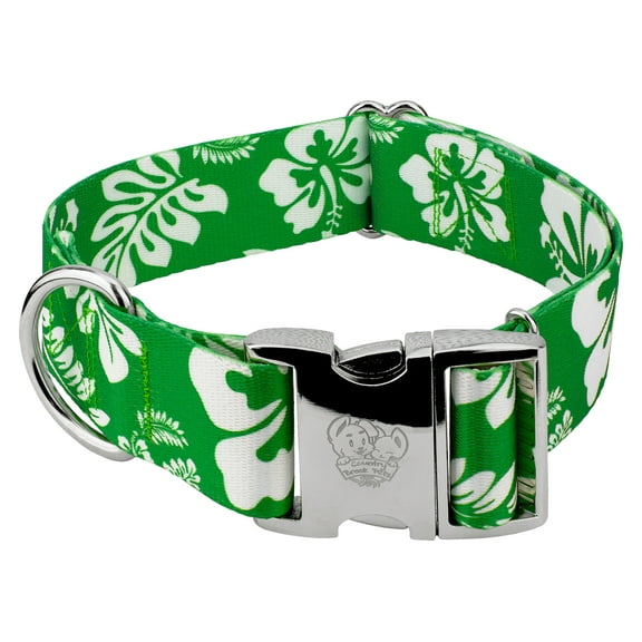 Country Brook Petz® 1 1/2 inch Premium Kelly Green Hawaiian Dog Collar, Medium