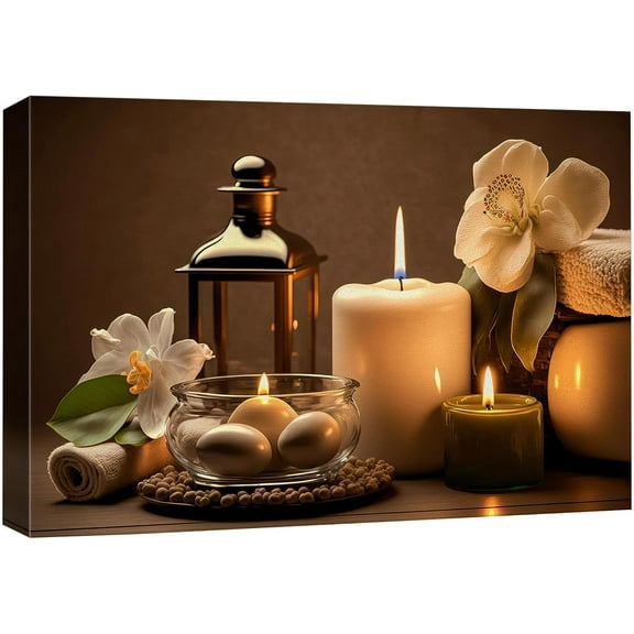 Wall26 - Frameless Wall Art - Spa Candle White Amaryllis Flower Print - Nature Wilderness Photography Modern Art - Rustic Minimal Wall Decor - Relax/Calm/Cozy Colorful for Bedroom - 16"x 24"