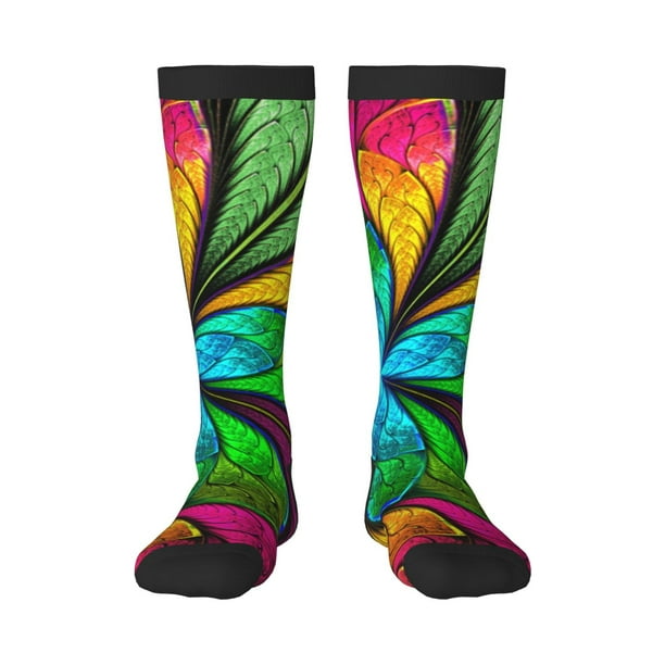 Fotbe Multicolored Beautiful Flower Calcetas Divertidas Estampadas para Hombre y Mujer, Calcetas de Algodón hasta la Rodilla para Caminar, Correr, Enfermería y Embarazo