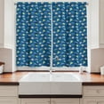 thumbnail image 2 of Air Balloon Kitchen Curtains, Helicopter Along Propeller Sky Vehicles Sky Platforms Pattern, Two Panels Drapes with Rod Pocket Room Decor, 55" X 45", Dark Sky Blue and Multicolor, by Ambesonne, 2 of 3