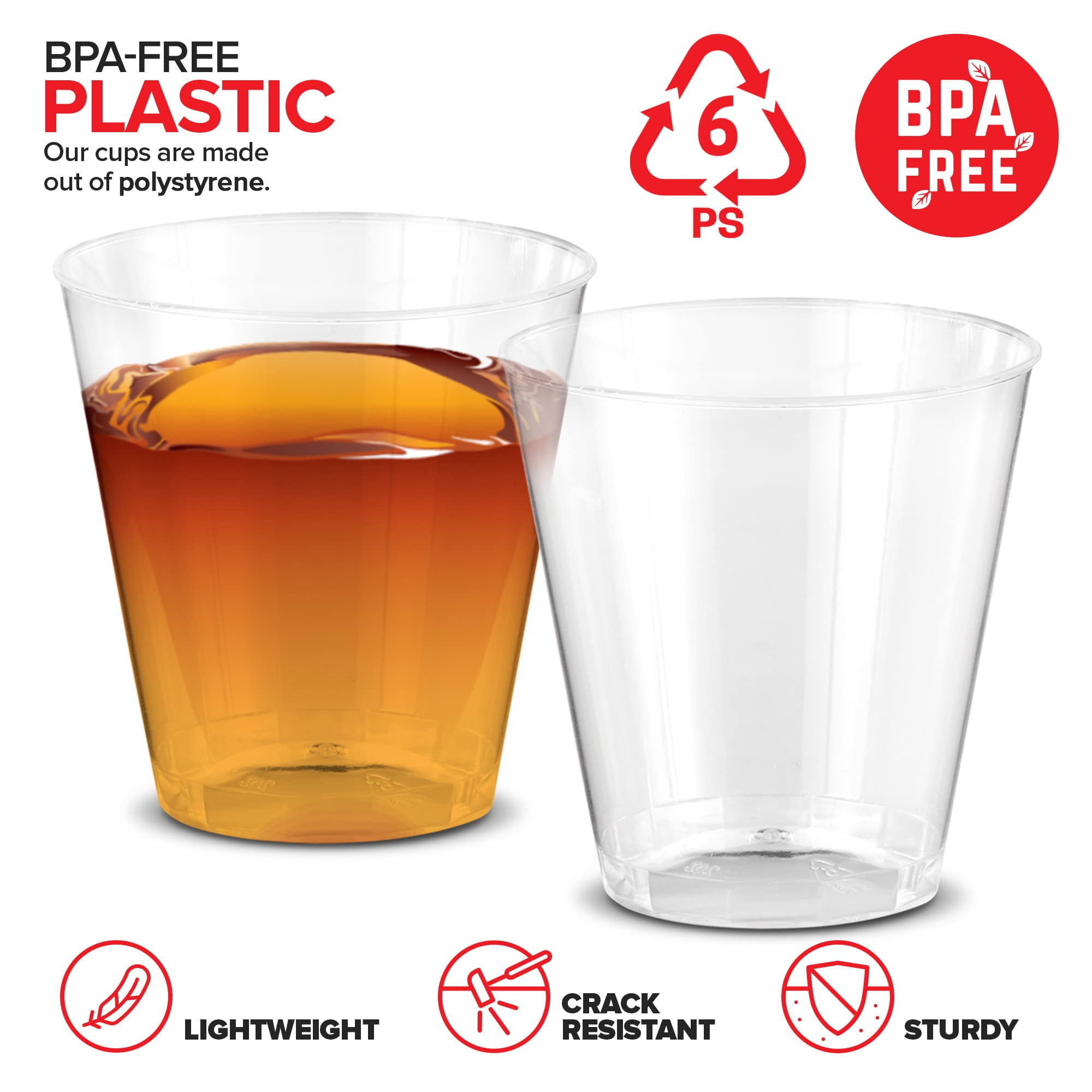 Stock Your Home 1.5 oz Shot Glasses (2000 Pack) - Clear Plastic Disposable Shot Cups for Jello Shots - Sample Cups for Food and Wine Tasting - Mini Party Cups for Condiments, Dipping Sauce, Holidays