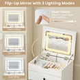 thumbnail image 4 of 20-Inch 3-in-1 Compact Vanity Desk with Flip Top LED Mirror, Hidden Storage Chair, and 2 Drawers, White, 4 of 9