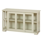 Sliding Tempered Glass Doors Stackable Storage Cabinet, Antique White