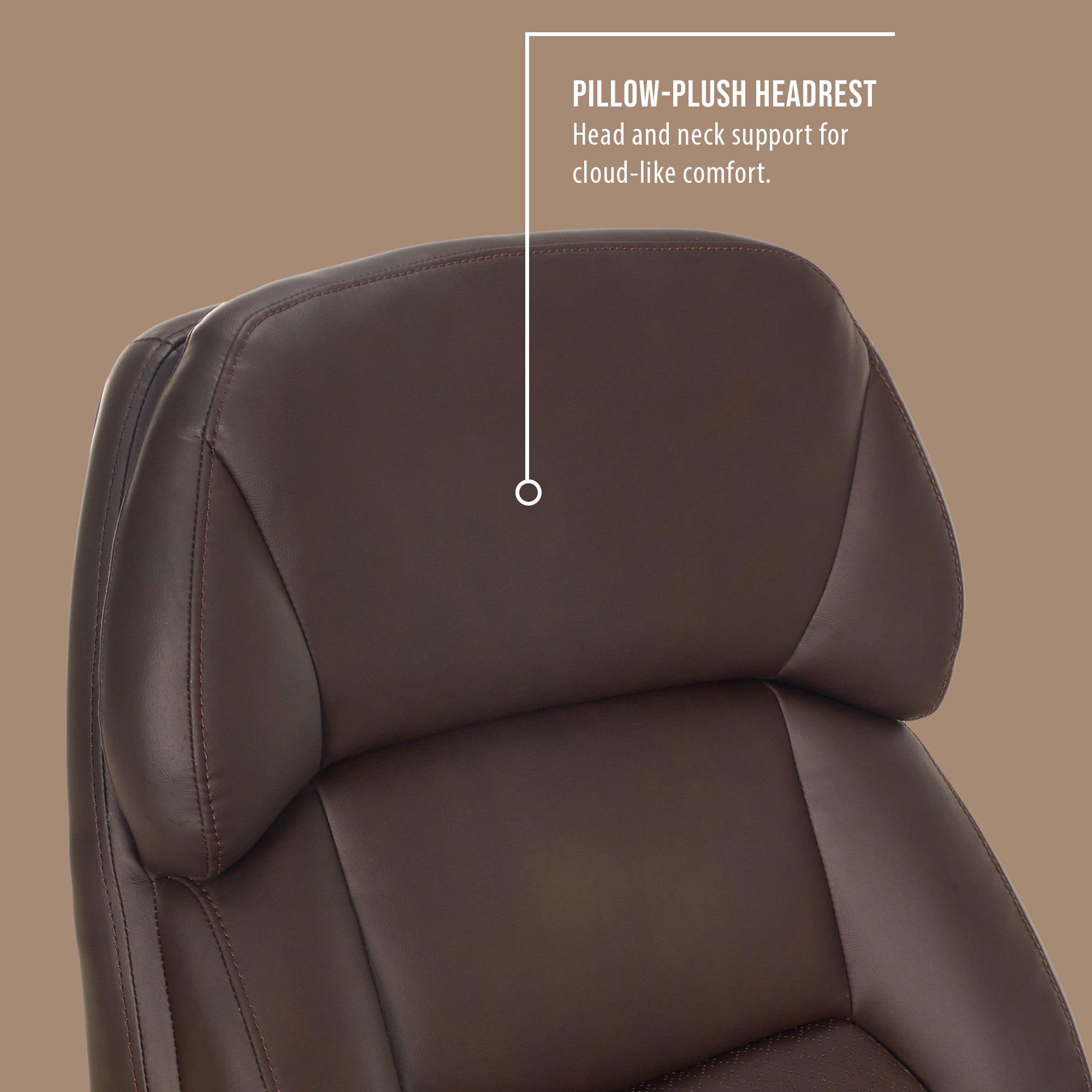Shaquille O'Neal Rion Ergonomic Heavy-Duty Office Chair, PureSoft Upholstery, High-Back Desk Chair with 400 lb Capacity, Brown