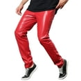thumbnail image 4 of INSPIRE CHIC Men's Pants Faux Leather Slim Fit Zip-Fly Solid Pants 32 Red, 4 of 5