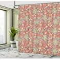 thumbnail image 4 of Ambesonne Orient Shower Curtain, Oriental Flower Paisley Boho, 69"Wx70"L, Coral Cadet Blue Cream, 4 of 4