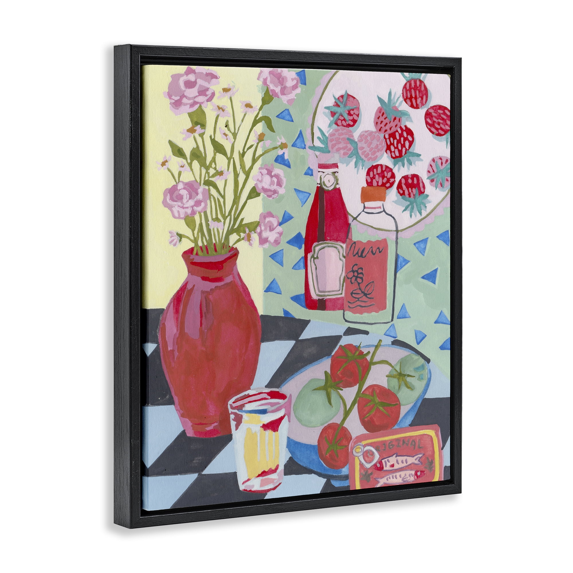 Stupell Industries Kitchen Sauces Still Life Black Framed Floater Canvas Wall Art, design by Melissa Wang