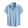 thumbnail image 2 of POTETI Hawaiian Button up Shirt Summer Short Sleeve Tropical Solid Casual Vacation Beach Button Down Shirts, 2 of 8