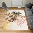 thumbnail image 2 of Butterfly Turkish Area Rug, Monarch Butterflies Vintage Damask Inspired Design, Soft Carpet for Living Room Decor with Distressed Look, 2.6' x 5', Orange White, by Ambesonne, 2 of 4