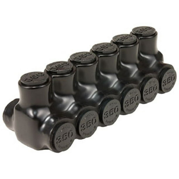 ILSCO PBTD6500 500 Insulated MultiTap Connector, 6Port, Black