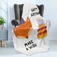 thumbnail image 4 of Fox Soft Flannel Fleece Throw Blanket, Fox in a Birthday Hat Happy Birthday Make a Wish Lettering Occasion Theme Cartoon, Cozy Plush for Indoor and Outdoor Use, 60" x 80", Multicolor, by Ambesonne, 4 of 5