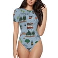 thumbnail image 1 of Balery Camping Caravan Body de cuello redondo de manga corta para mujer Tops de manga corta Tops básicos-Small, 1 of 7