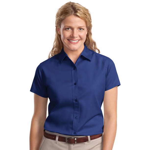 Port Authority Port Authority Women S Short Sleeve Open Collar Shirt Walmart Com Walmart Com