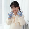 thumbnail image 3 of Gants en Peluche Automne et Hiver pour Enfants, Demi-Doigt, 3 of 5