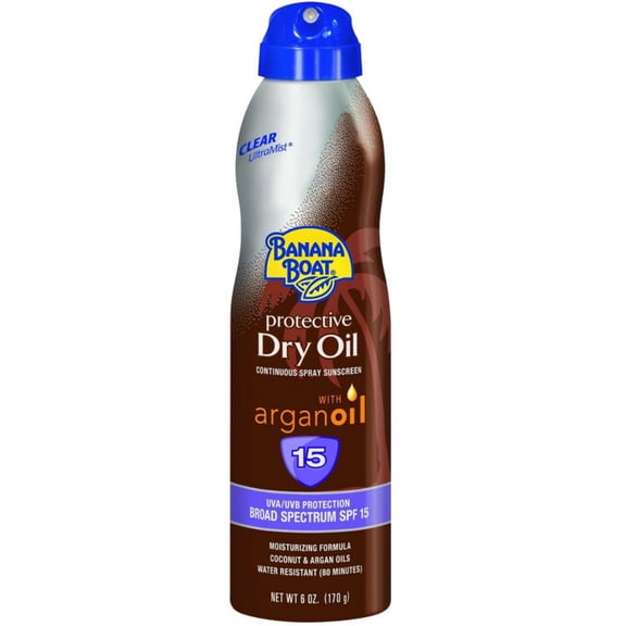 Banana Boat UltraMist Tanning Dry Oil Continuous Clear Spray SPF 15 - 6 oz (Pack of 4)