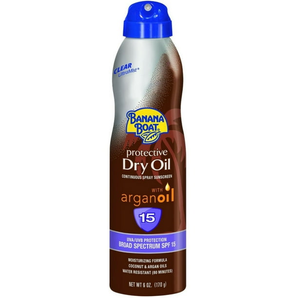 Banana Boat UltraMist Tanning Dry Oil Continuous Clear Spray SPF 15 - 6 oz (Pack of 3)