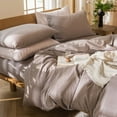 thumbnail image 4 of MooMee 100% Washed Cotton Duvet Cover Set Cal-King Linen Like Textured Breathable Lightweight 3-Piece (Mauve Brown, 104"x98"), 4 of 7