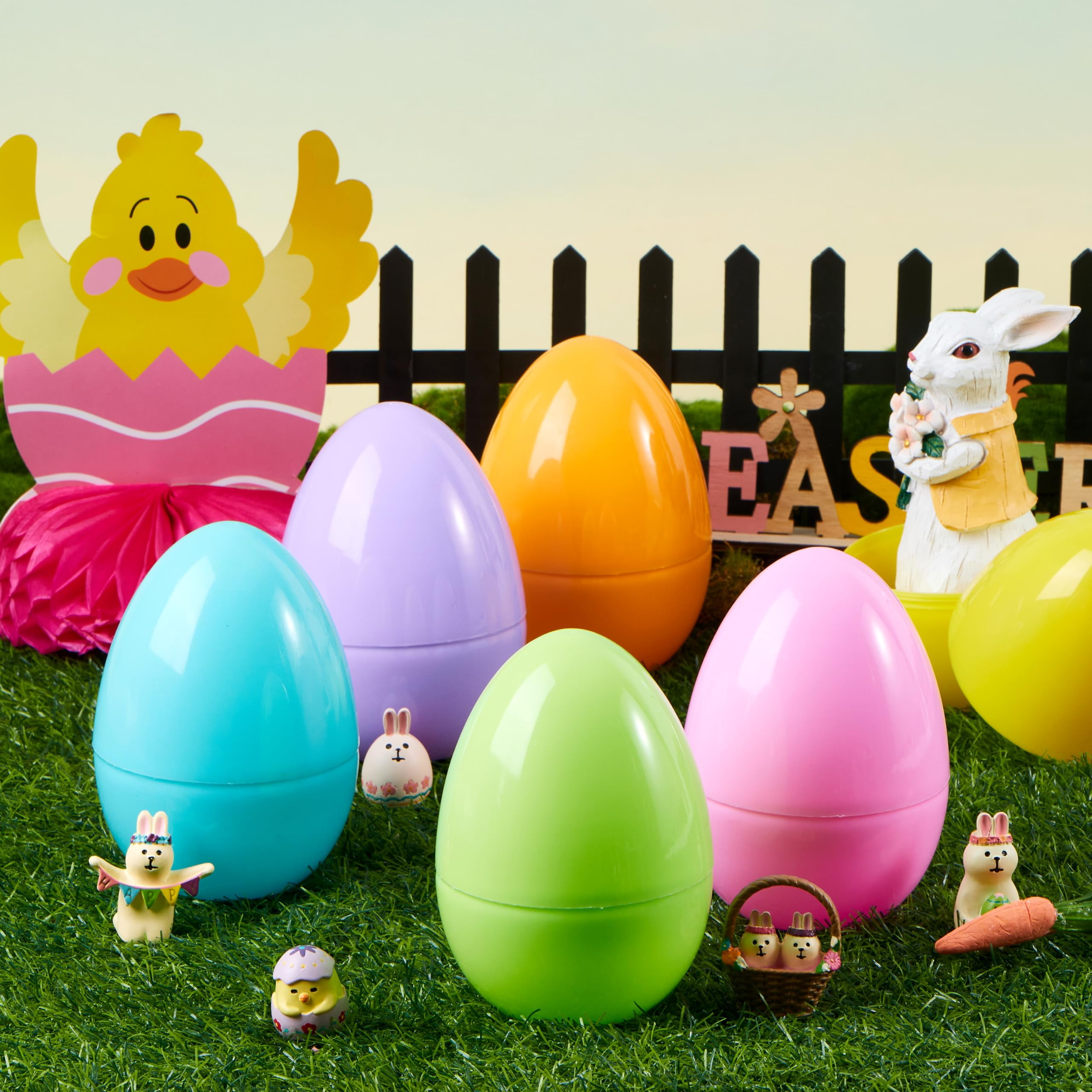 Joyfy 6 pack Large Easter Eggs, 6" Pastel Jumbo Plastic Easter Eggs, Empty Fillable for Easter Egg Hunt, Basket Stuffers, Party Favors, Classroom Prize Supplies