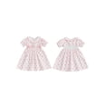 thumbnail image 2 of BemeyourBBs Toddler Baby Girl Summer Smocked Dress Kids Baby Girls Mathers Day Fathers Day Outfit Mama's Girl Daddy's Girl Dress Bow Letter Ruffle Trim Round Neck Short Sleeve A-line Princess Dress, 2 of 9