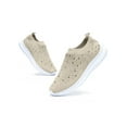 thumbnail image 3 of Gomelly Women Flats Rhinestone Sneakers Slip On Casual Shoes Non-Slip Walking Shoe Travel Work Sock Sneaker Beige 5.5, 3 of 7