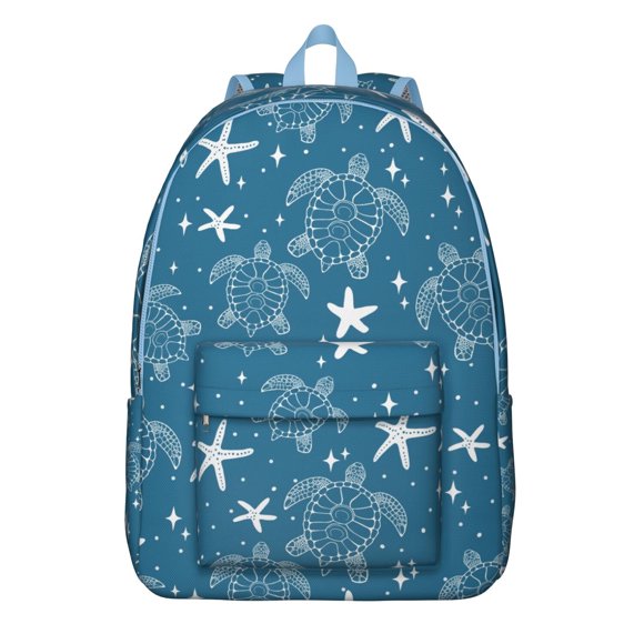 Sac à Dos de Voyage Plage Tortues Dessin Animé Mignon – Sac à Dos Léger pour Étudiant avec Imprimé Vie Marine Tropicale, Transport Confortable, et Design Anti-Vol pour Usage Quotidien et Courts Trajets