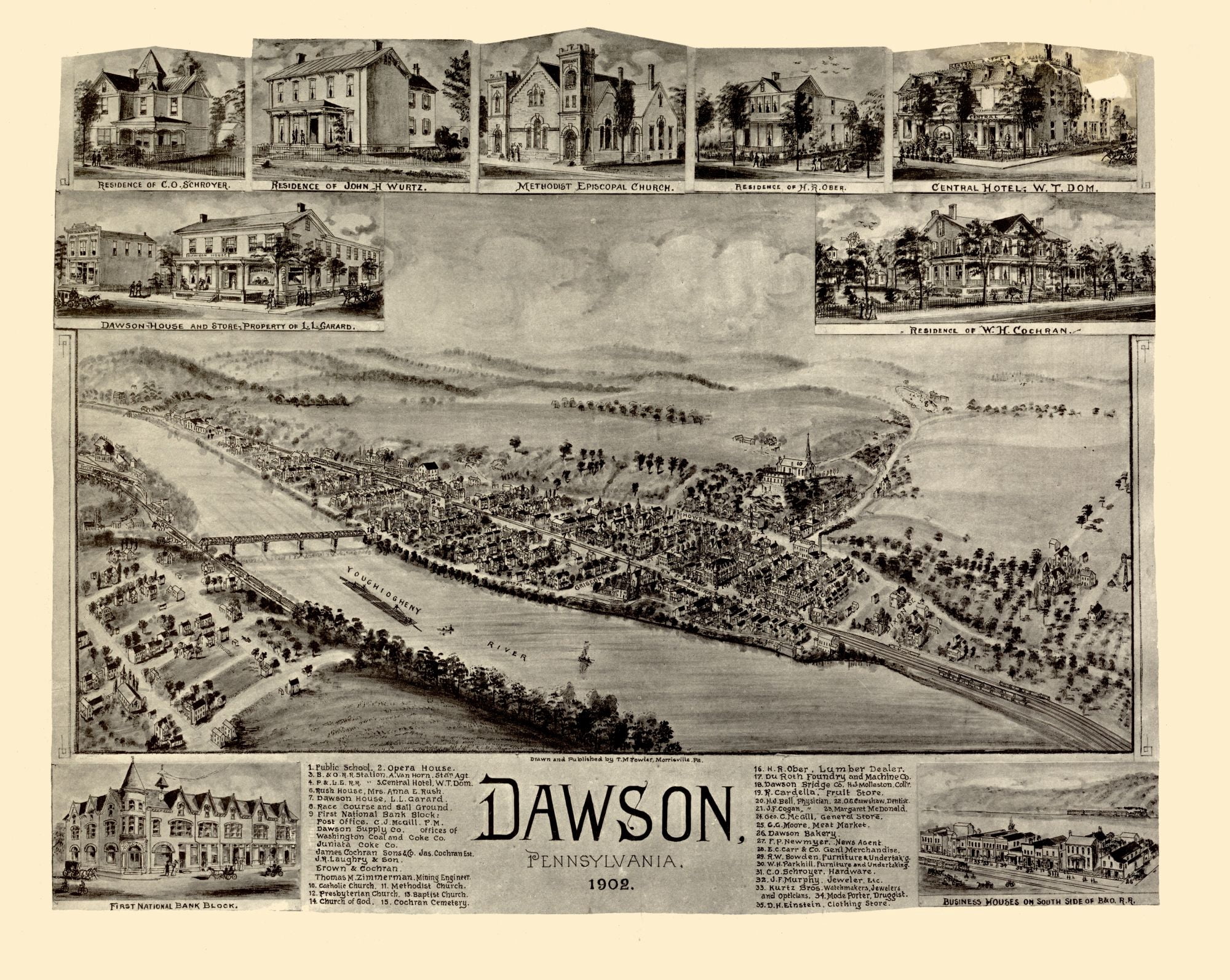 Dawson Pennsylvania - Fowler 1902 - 23.00 x 28.86 - Glossy Satin Paper -  Walmart.com