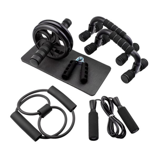 Kit Ejercicio abdominal rueda abdominal cuerda para saltar push up en casa