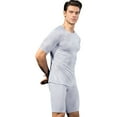 thumbnail image 2 of Active Men's Honeycomb Textured Compression Shirt with Short Sleeves and Stretch Fit - X Large, White, 2 of 5