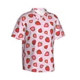 thumbnail image 3 of Xecao Hand Drawn Strawberry print Hawaiian shirt - a stylish short-sleeve button-down for men, perfect for casual beach and tropical outings., 3 of 9