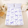 thumbnail image 5 of Manfei Ribbon Bow Print Bed Sheets For Kids,Cute Polka Dots King Sheets For Girls,4pcs, 5 of 6