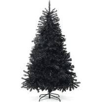 CAPHAUS 6 Feet Premium Full Artificial Black Christmas Tree w/ 1000 Branch Tips & Foldable Stand, Pre-Hinged, Fake Black Xmas Tree for Indoor, Office, Party, Holiday Decoration, Black Tree