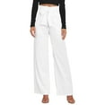 thumbnail image 3 of AWXNJUX Women Large Size Casual Pants Polyester Loose Cropped Pants Wide Leg Pants (White,L), 3 of 7