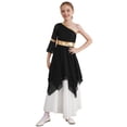 thumbnail image 1 of Aislor Robe de Danse Ballet Liturgique pour Filles, Robe de Danse Lyrique à Blocs de Couleur, Ourlet Haut-Bas, Noir 12, 1 of 7