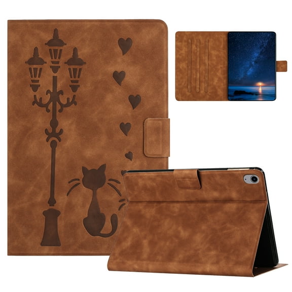 for iPad Mini 5/4/3/2/1 7.9" 2019/2015/2014/2013/2012 Case PU Leather Folio Tablet Cover, Smart Auto Wake/Sleep Flip Stand Case Embossed Pattern Magnetic Clasp Protective Case, Brown