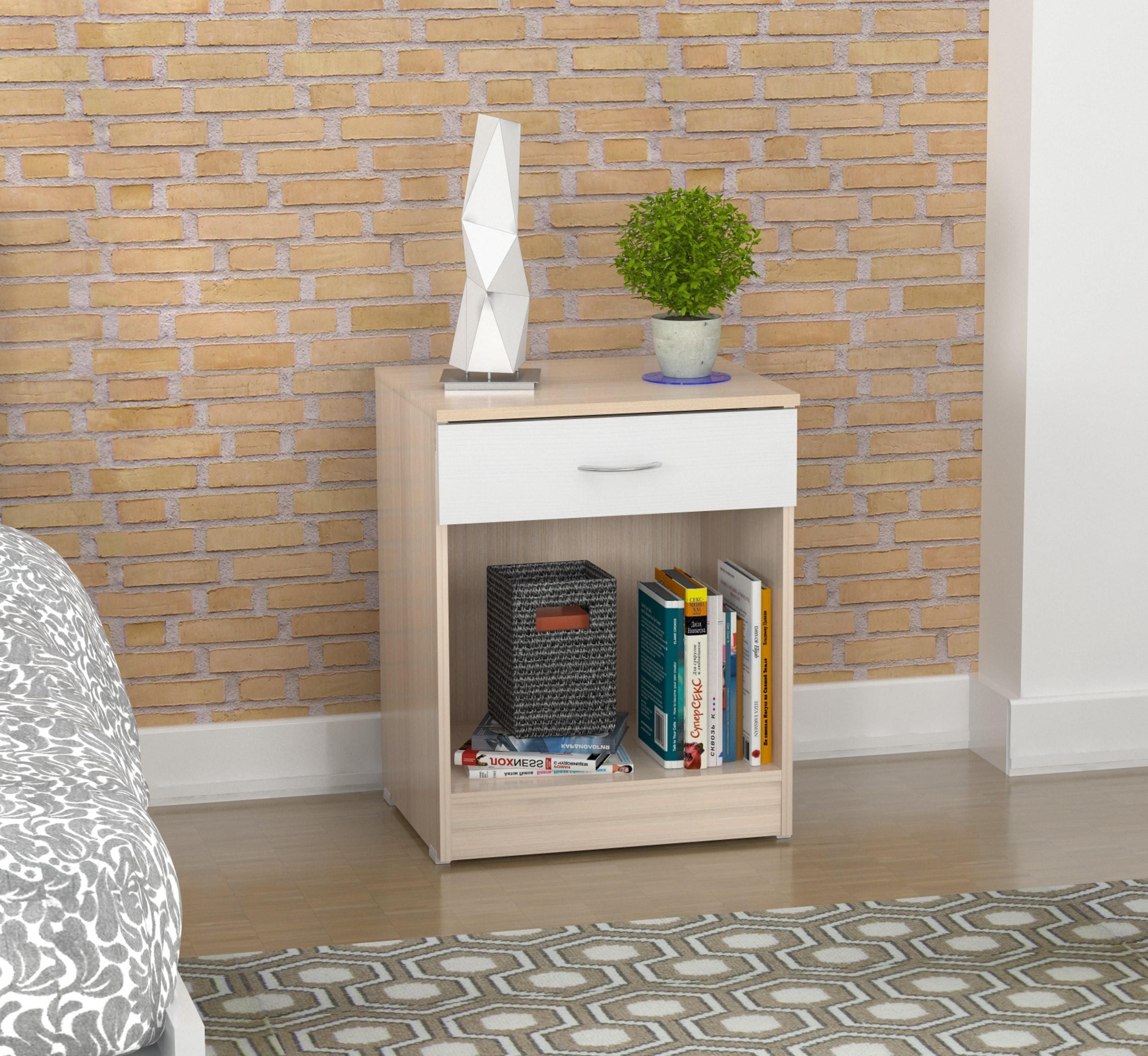 Inval Contemporary Laricinawhite Night Stand