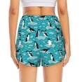 thumbnail image 3 of Picia Penguins On The Ice In The Sea Pattern Women's 2 in 1 Athletic Running Shorts High Waisted Workout Casual Gym Sweat Shorts with Comfy Liner Zipper Pockets-Large, 3 of 9