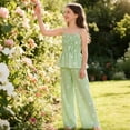 thumbnail image 7 of Zpanxa Girls Outfits Girls Pinstripe Cami Top and Wide Leg Pants Set Bow Print 2 Piece Casual Outfit, 7 of 7