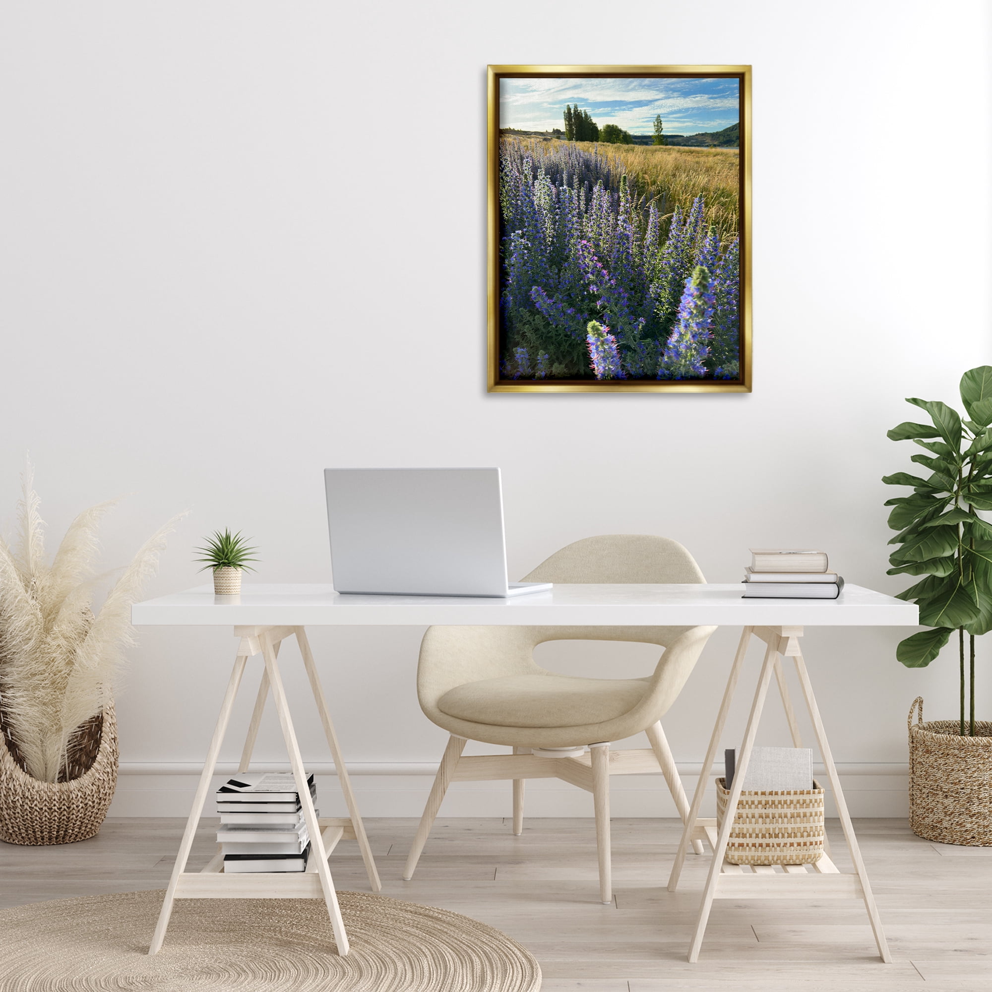 Stupell Industries Lavender Fields Landscape Landscape Photography Gold Floater Framed Art Print Wall Art, 25 x 31