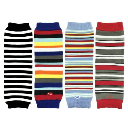 Colorful Baby Leg Warmers - Wrapables® Colorful Baby Leg Warmers (Set of 4), Black, Blue Red Stripes